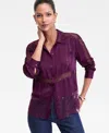 Inc International Concepts Women's Lace-detail Shirt, Macy's Exclusive In Purple