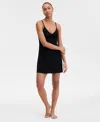 Inc International Concepts Women's Lace-inset Knit Chemise, Exclusively At Macy's In Deep Black