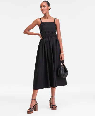 Inc International Concepts Women's Lace-inset Midi Dress, Macy's Exclusive In Black