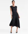 Inc International Concepts Women's Lace Stripe Midi Dress, Macy's Exclusive In Black