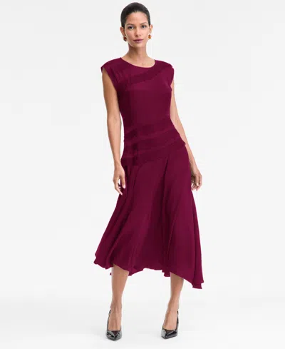Inc International Concepts Women's Lace Stripe Midi Dress, Macy's Exclusive In Purple