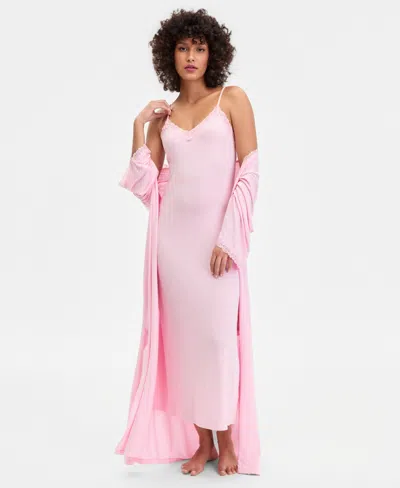 Inc International Concepts Women's Lace-trim Knit Nightgown, Exclusively At Macy's In Pink