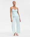 Inc International Concepts Women's Lace-trim Knit Tank & Pajama Pants Set, Exclusively At Macy's In Clear Dew
