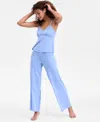 Inc International Concepts Women's Lace-trim Knit Tank & Pajama Pants Set, Exclusively At Macy's In Jet Ski