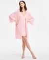 Inc International Concepts Women's Lace-trim Knit Wrap Robe, Exclusively At Macy's