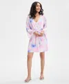 Inc International Concepts Women's Lace-trim Knit Wrap Robe, Exclusively At Macy's In Pink