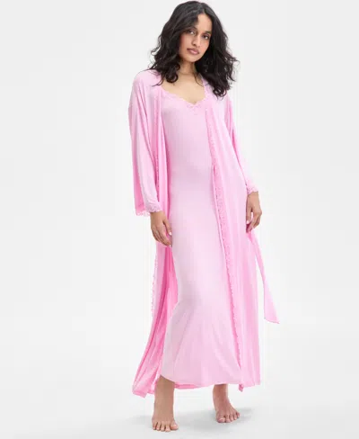 Inc International Concepts Women's Lace-trim Knit Nightgown, Exclusively At Macy's In Pale Pink