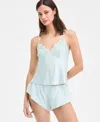 Inc International Concepts Women's Lace-trim Satin Cami Flutter Short Set, Exclusively At Macy's
