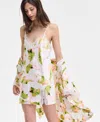 Inc International Concepts Women's Lace-trim Satin Chemise, Exclusively At Macy's In White