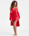 Inc International Concepts Women's Lace-trim Satin Chemise, Exclusively At Macy's In Red