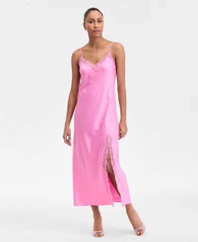 Inc International Concepts Women's Lace-trim Satin Nightgown, Exclusively At Macy's In Pink