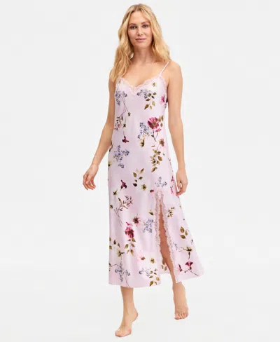 Inc International Concepts Women's Lace-trim Satin Nightgown, Exclusively At Macy's In Pink