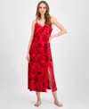 Inc International Concepts Women's Lace-trim Satin Nightgown, Exclusively At Macy's In Red