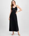 Inc International Concepts I.n.c International Concepts Women's Lace-trim Satin Nightgown, Macy's Exclusive In Black