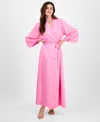 Inc International Concepts Women's Lace-trim Satin Robe, Exclusively At Macy's In Juicy Pink