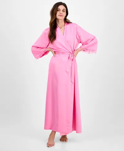 Inc International Concepts Women's Lace-trim Satin Robe, Exclusively At Macy's In Juicy Pink