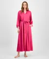 Inc International Concepts Women's Lace-trim Satin Robe, Exclusively At Macy's In Red