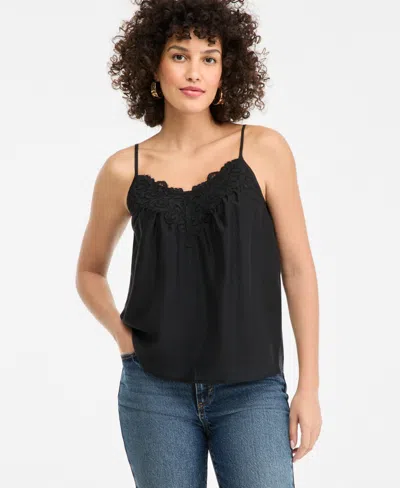 Inc International Concepts Women's Lace-trim Camisole, Macy's Exclusive In Black