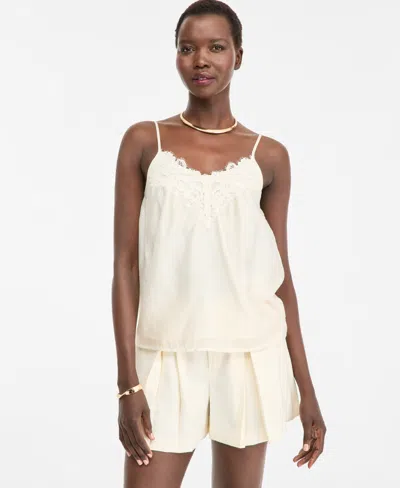 Inc International Concepts Women's Lace-trim Camisole, Macy's Exclusive In White