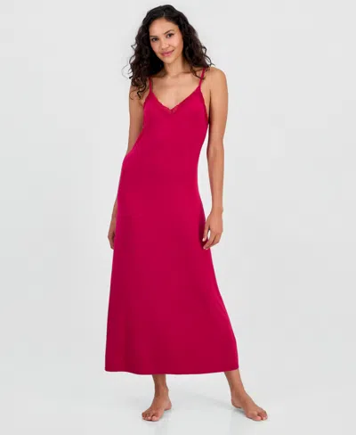 Inc International Concepts Women's Lace-trim Knit Nightgown, Exclusively At Macy's In Posh Berry