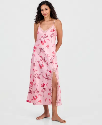 Inc International Concepts Women's Lace-trim Satin Nightgown, Exclusively At Macy's In Pink Enamel