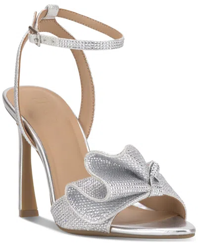 Inc International Concepts Women's Lacia Ankle-strap Dress Sandals, Exclusively At Macy's In Silver Fabric