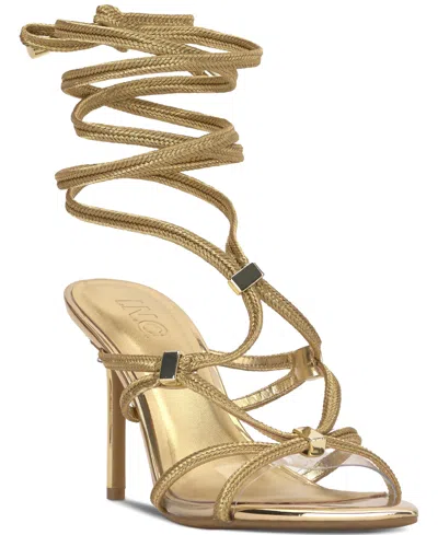 Inc International Concepts Women's Laqueta Lace-up Dress Sandals, Created For Macy's In Gold Metallic