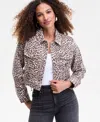 Inc International Concepts Women's Leopard-print Lace-up Denim Jacket, Macy's Exclusive In Animal Print
