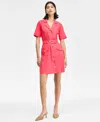Inc International Concepts Women's Linen-blend Belted Mini Dress, Exclusively At Macy's In Pink