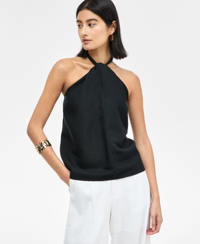 Inc International Concepts Women's Linen-blend Braided Halter Top, Exclusively At Macy's