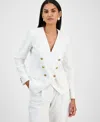 Inc International Concepts Women's Linen-blend Collarless Blazer, Exclusively At Macy's In White
