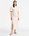 Inc International Concepts Women's Linen-blend Puff-sleeve Dress, Exclusively At Macy's