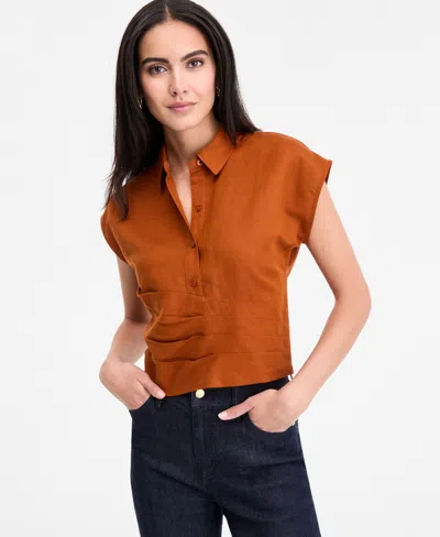 Inc International Concepts Women's Linen-blend Wrap Blouse, Exclusively At Macy's