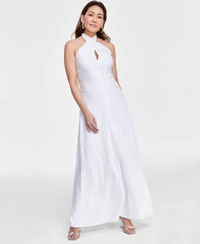 Inc International Concepts Women's Linen Halter Maxi Dress, Created For Macy's In Bright White