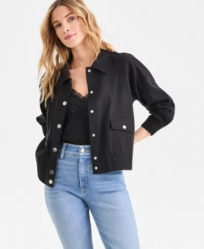 Inc International Concepts Women's Linen-blend Bomber Jacket, Macy's Exclusive In Black