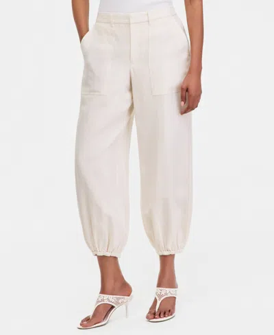 Inc International Concepts Women's Linen-blend Bubble-hem Ankle Pants, Macy's Exclusive In White