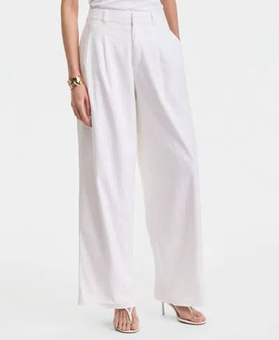 Inc International Concepts Women's Linen-blend Wide-leg Pants, Macy's Exclusive In White