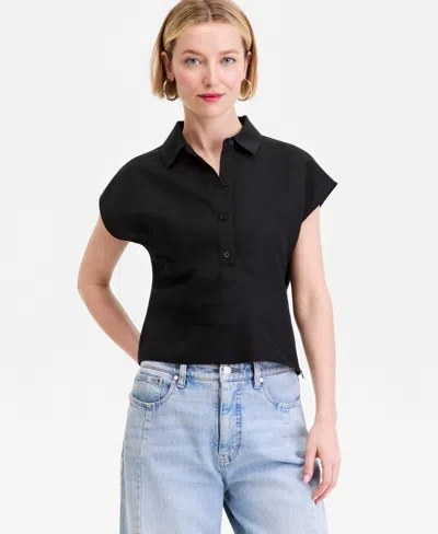Inc International Concepts Women's Linen-blend Wrap Blouse, Exclusively At Macy's In Multi