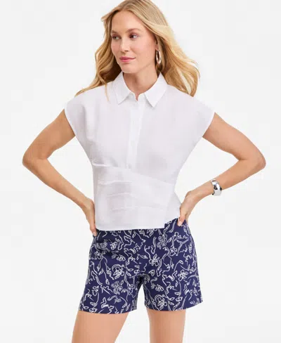 Inc International Concepts Women's Linen-blend Wrap Blouse, Exclusively At Macy's In Multi