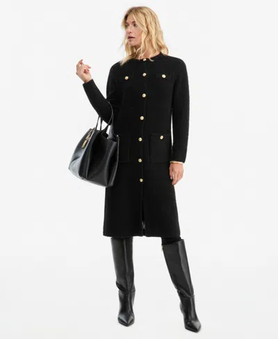 Inc International Concepts Women's Long Boucle Duster Cardigan, Macy's Exclusive In Black