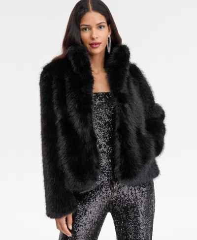 Inc International Concepts Women's Long Pile Faux-fur Chubby Jacket, Macy's Exclusive In Black