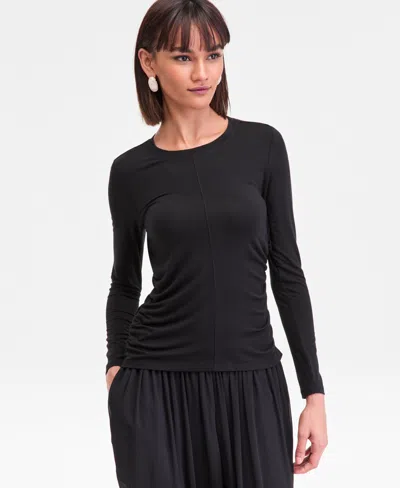 Inc International Concepts Women's Long-sleeve Layering Top, Macy's Exclusive In Black