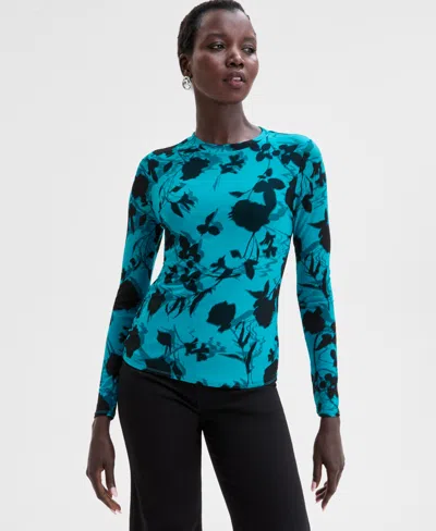 Inc International Concepts Women's Long-sleeve Mesh Crewneck Top, Exclusively At Macy's In Tara Rose