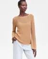 Inc International Concepts Women's Long Sleeve Open-knit Overlay Sweater, Macy's Exclusive In Brown