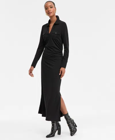 Inc International Concepts Women's Long-sleeve Pocket Maxi Dress, Macy's Exclusive In Black