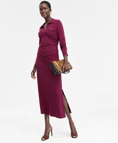 Inc International Concepts Women's Long-sleeve Pocket Maxi Dress, Macy's Exclusive In Red
