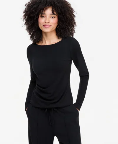 Inc International Concepts Women's Long Sleeve Rib-knit Boat Neck Top, Macy's Exclusive In Blue