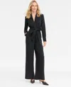 Inc International Concepts Women's Long-sleeve Tie-belt Jumpsuit, Macy's Exclusive In Black