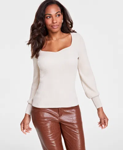 Inc International Concepts Women's Lurex Sweetheart Sweater, Created For Macy's In White W Go