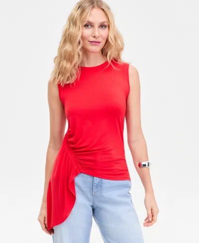 Inc International Concepts Women's Luxe Layering Side-ruffle Tank, Macy's Exclusive In Red